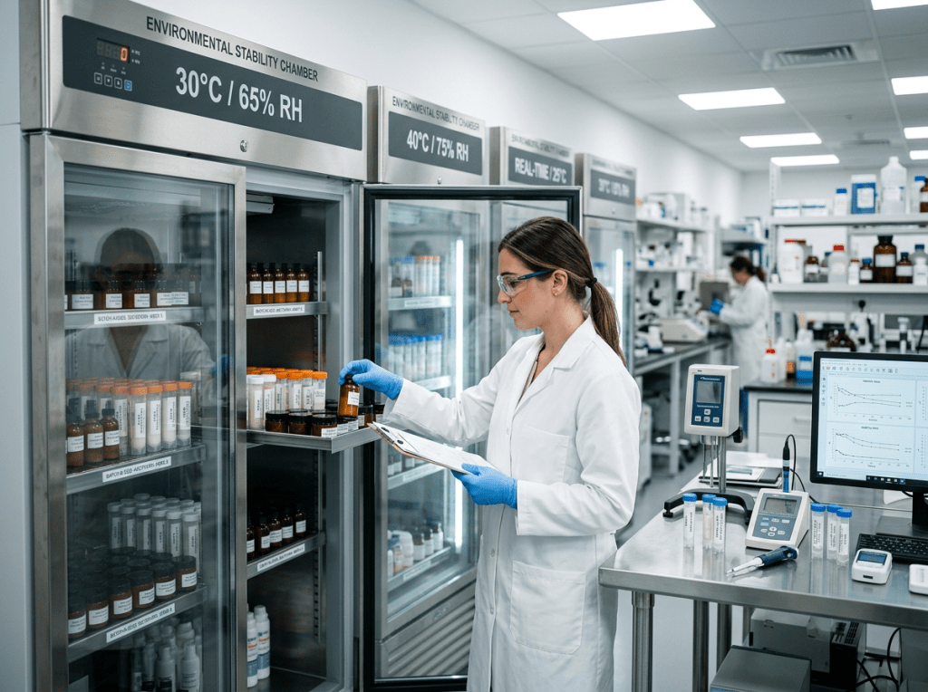 Focus on skincare stability testing samples and chambers